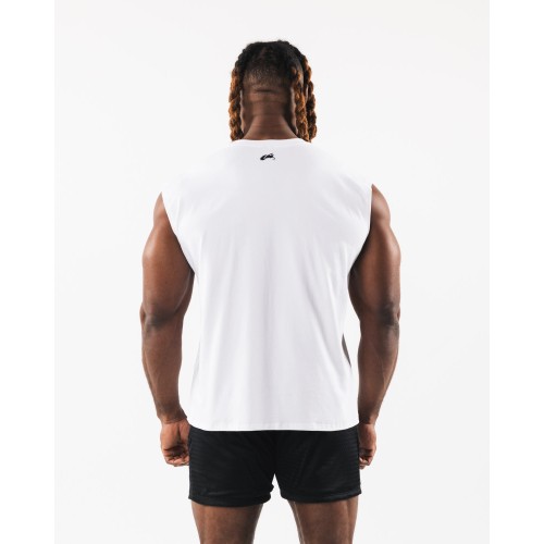 Must-Have Brushed Wolf Head Muscle Tank - White New Collection