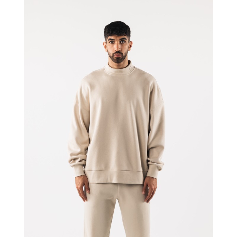 Must-Have Origin Mock Neck LS - Sea Salt - Brown Available for Immediate Shipping