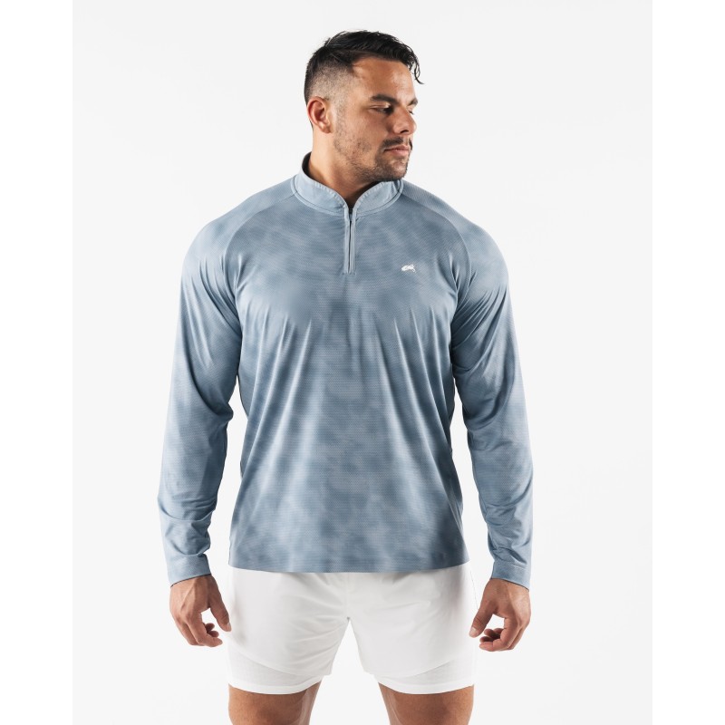 Must-Have Racer Quarter Zip - Slate Print - Blue