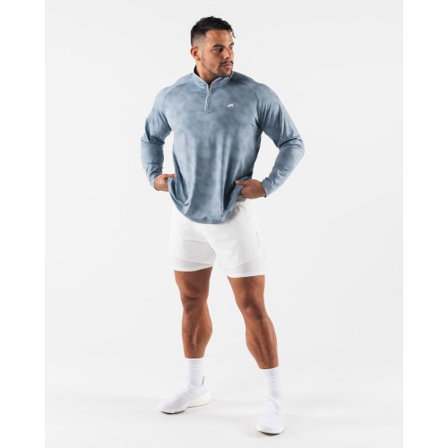 Must-Have Racer Quarter Zip - Slate Print - Blue