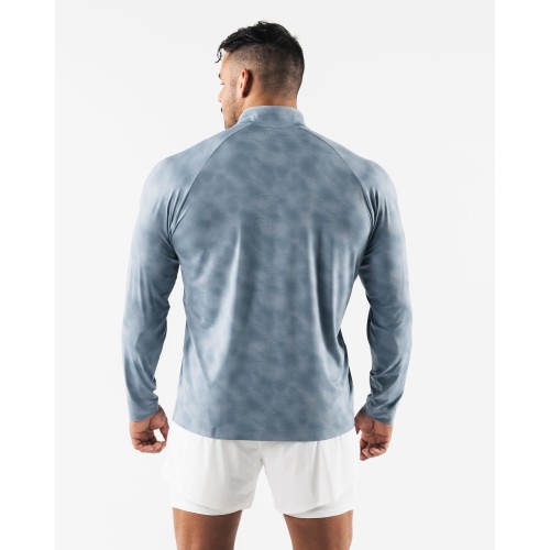 Must-Have Racer Quarter Zip - Slate Print - Blue