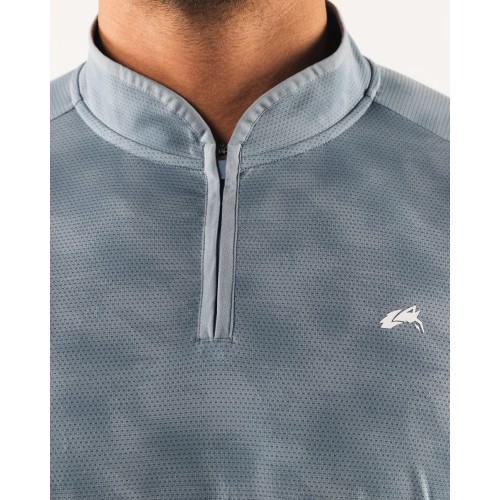 Must-Have Racer Quarter Zip - Slate Print - Blue