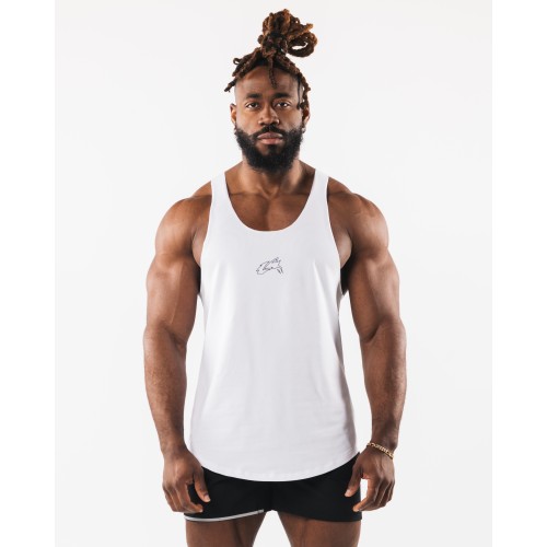 Must-Have Wolf Head Raw Cut Tank - White New Release