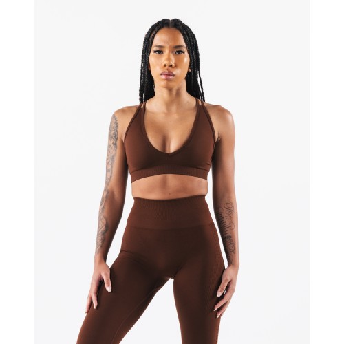 Must-Have Amplify Deep V Bra - Manhattan - Brown Ready for Shipment