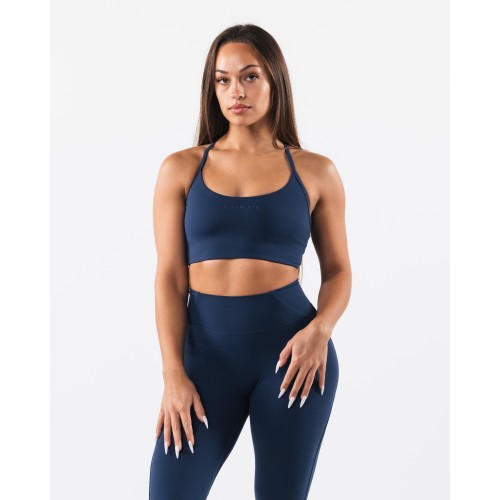 Must-Have Aura Strappy Longline Bra - Ink - Blue Available for Immediate Shipping