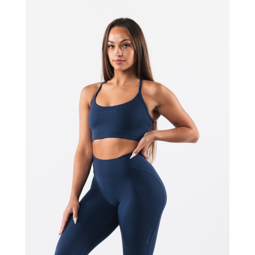 Must-Have Aura Strappy Longline Bra - Ink - Blue Available for Immediate Shipping