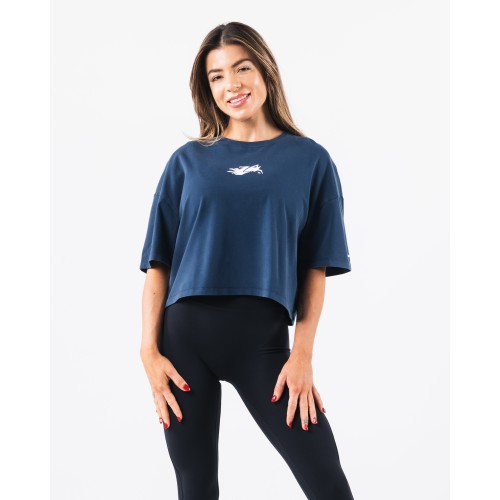 Must-Have Wolf Crop Tee - Denim - Blue Immediate Availability