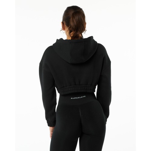 Must-Have Classic Capital Crop Hoodie - Black Fresh Release