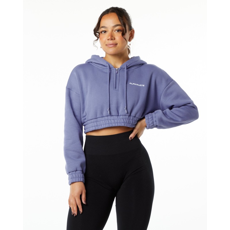 Must-Have Classic Capital Crop Hoodie - Digital Violet - Purple Limited Stock