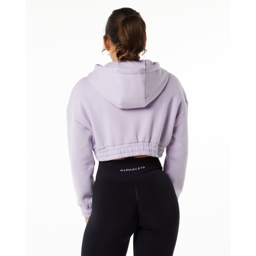 Must-Have Classic Capital Crop Hoodie - Misty Lilac - Purple Available Now