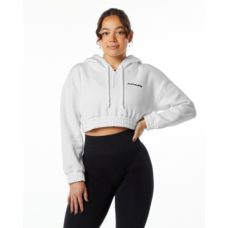 Must-Have Classic Capital Crop Hoodie - White New Collection