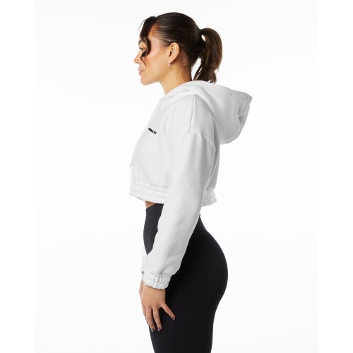 Must-Have Classic Capital Crop Hoodie - White New Collection