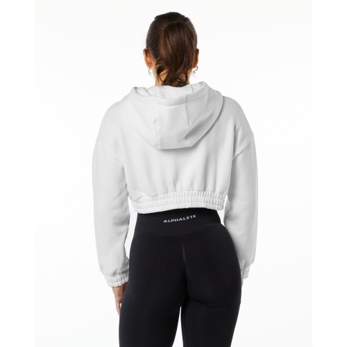 Must-Have Classic Capital Crop Hoodie - White New Collection