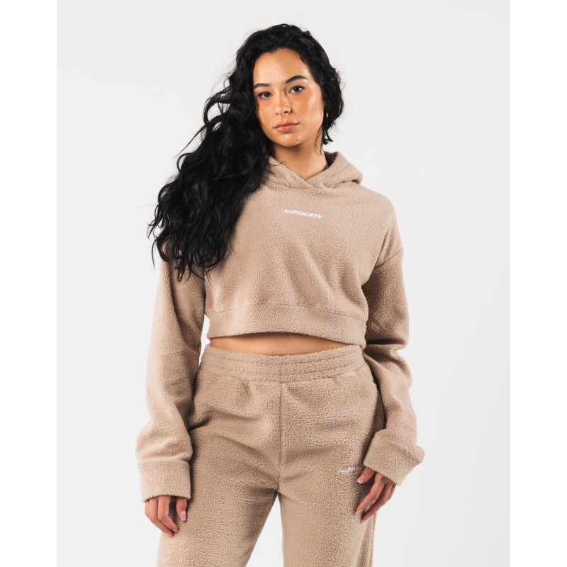 Must-Have King Crop Hoodie - Linen - Brown On Hand Now