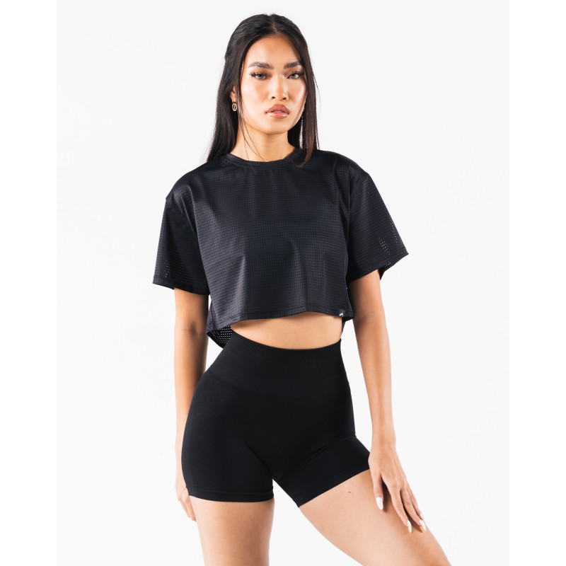 Must-Have Margo Mesh Crop Tee - Black