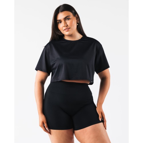 Must-Have Margo Mesh Crop Tee - Black