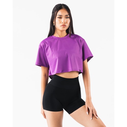 Must-Have Margo Mesh Crop Tee - Blaze - Purple Available Now