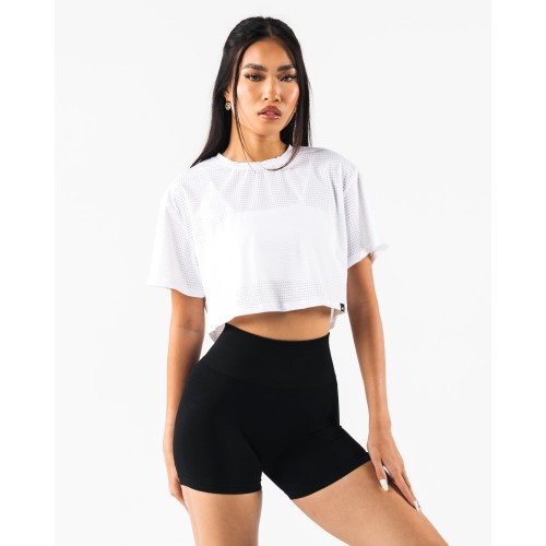 Must-Have Margo Mesh Crop Tee - White Hot New Item