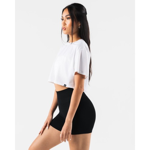 Must-Have Margo Mesh Crop Tee - White Hot New Item