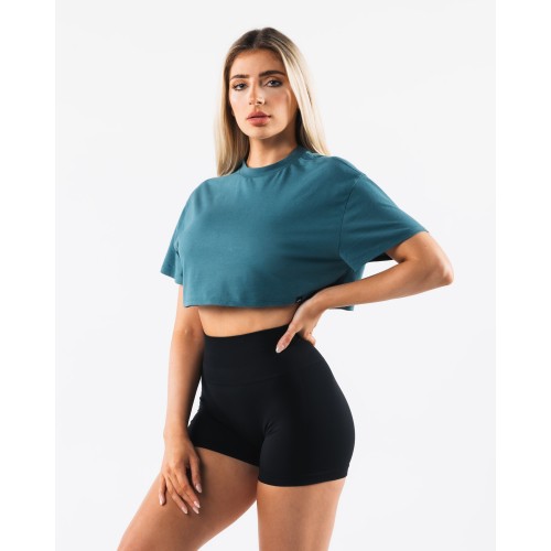 Must-Have OT Oversized Crop Tee - Titan - Blue In Stock