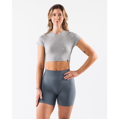 Must-Have OT Crop Tee - Light Heather Grey Ready for Shipment