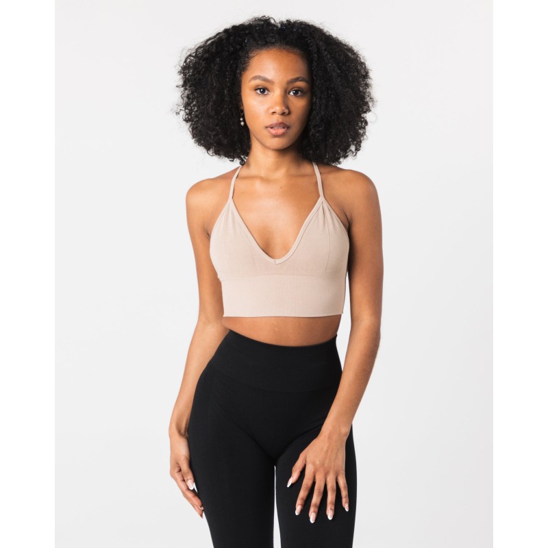 Must-Have Seamless Ribbed Bra - Linen - Brown Latest Edition