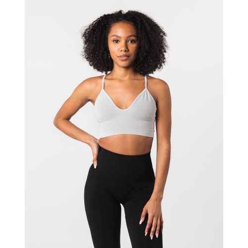 Must-Have Seamless Ribbed Bra - Oyster Grey On Hand Now