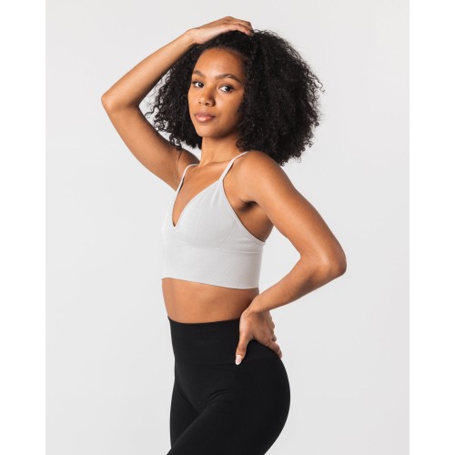 Must-Have Seamless Ribbed Bra - Oyster Grey On Hand Now