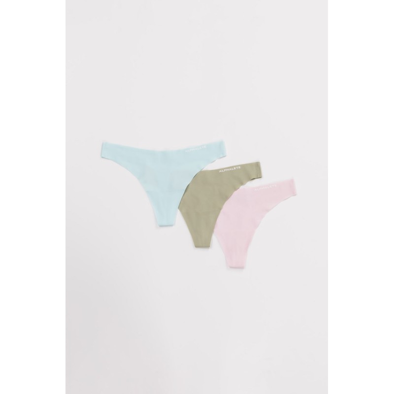 Must-Have Seamless Thong 3pk - Powder Blue / Leaf Green / Pastel Pink Just In