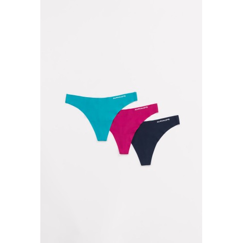 Must-Have Seamless Thong 3pk - Turquoise / Fuchsia / Midnight In Stock