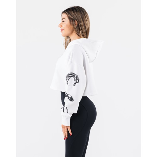 Must-Have Trilogy Crop Hoodie - White Available for Immediate Shipping