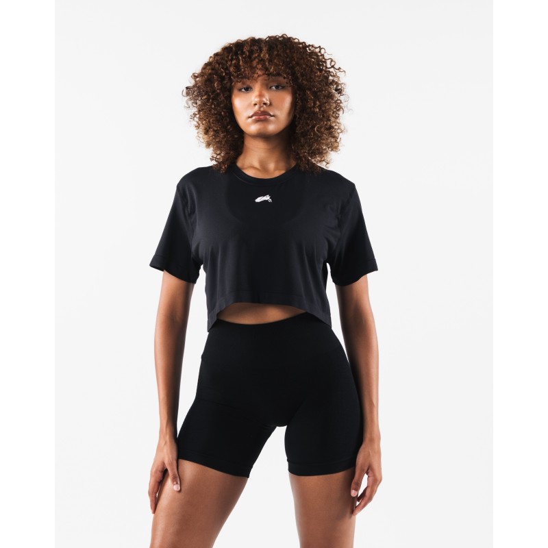 Must-Have Wolf Head Airtech SS Crop - Black Ready for Shipment