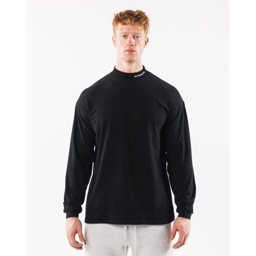 Must-Have Brushed Core Mock Neck LS - Black Immediate Availability