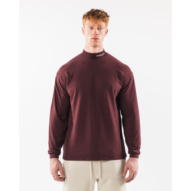 Must-Have Brushed Core Mock Neck LS - Sangria - Red Just Launched