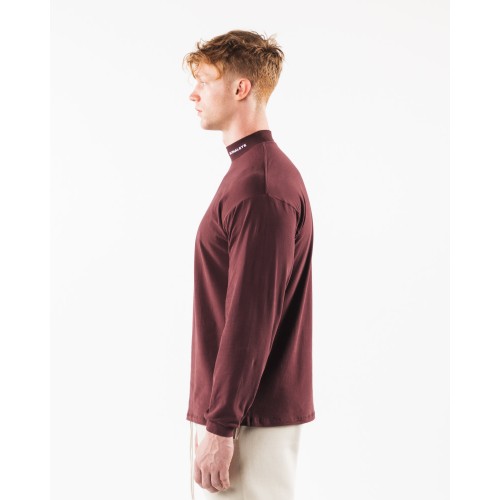 Must-Have Brushed Core Mock Neck LS - Sangria - Red Just Launched