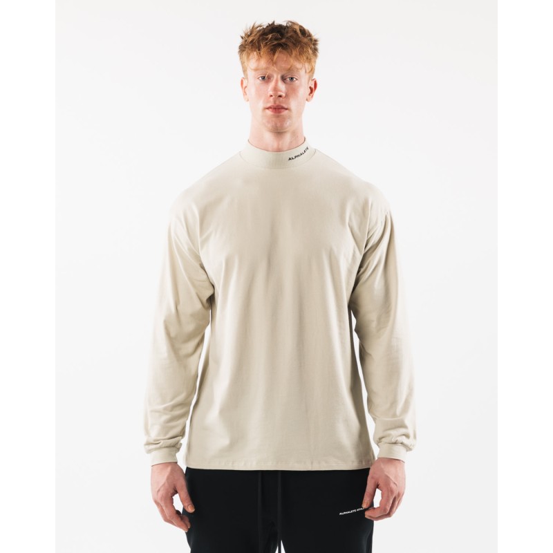 Must-Have Brushed Core Mock Neck LS - Sea Shell - Brown Available Now